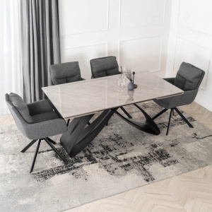 CEL MAI MIC PRET!!!MASA EXTENSIBILA 160-240CM, ARTIM MEBLE, REALIZATA DIN METAL SI CERAMICA, CULOARE MARMURA GRI/NEGRU, STIL MODERN - Img 2