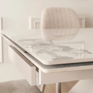 CEL MAI MIC PRET!!!MASA EXTENSIBILA 160-240CM, ARTIM MEBLE, REALIZATA DIN METAL SI CERAMICA, CULOARE MARMURA ALBA/CREM, STIL MODERN - Img 5