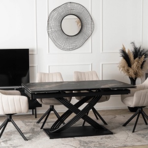 CEL MAI MIC PRET!!!MASA EXTENSIBILA 160-240CM, ARTIM MEBLE, REALIZATA DIN METAL SI CERAMICA, CULOARE MARMURA NEAGRA/NEGRU, STIL MODERN - Img 2