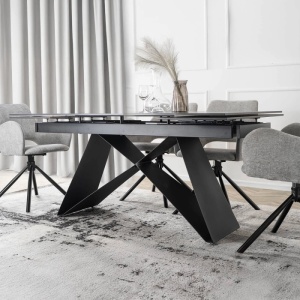 CEL MAI MIC PRET!!!MASA EXTENSIBILA 160-240CM, ARTIM MEBLE, REALIZATA DIN METAL SI CERAMICA, CULOARE MARMURA NEAGRA/NEGRU, STIL MODERN - Img 4