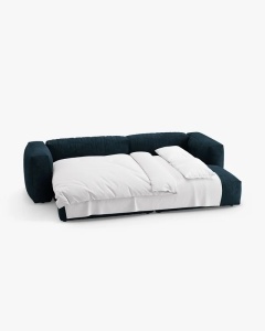COLTAR CU 2 LOCURI, MARTINA, PE DREAPTA, 280 CM, ALBASTRU INCHIS, TAPITAT CU TAPITERIE DIN TEXTIL CATIFEA VOGUE, MICADONI - Img 4