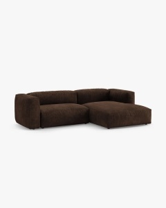 COLTAR CU 2 LOCURI, MARTINA, PE DREAPTA, 280 CM, CIOCOLATIU, TAPITAT CU TAPITERIE DIN TEXTIL CATIFEA VOGUE, MICADONI - Img 2