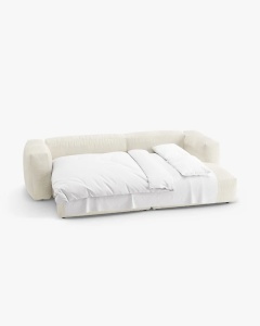 COLTAR CU 2 LOCURI, MARTINA, PE DREAPTA, 280 CM, FILDES, TAPITAT CU TAPITERIE DIN TEXTIL BOUCLE MONET, MICADONI - Img 4