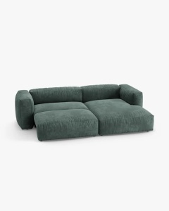 COLTAR CU 2 LOCURI, MARTINA, PE DREAPTA, 280 CM, VERDE MUSCHI, TAPITAT CU TAPITERIE DIN TEXTIL CATIFEA VOGUE, MICADONI - Img 3