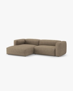 COLTAR CU 2 LOCURI, MARTINA, PE STANGA, 280 CM, CAPPUCCINO, TAPITAT CU TAPITERIE DIN TEXTIL BOUCLE MONET, MICADONI - Img 2