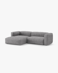 COLTAR CU 2 LOCURI, MARTINA, PE STANGA, 280 CM, GRI GRAFIT, TAPITAT CU TAPITERIE DIN TEXTIL BOUCLE MONET, MICADONI - Img 2