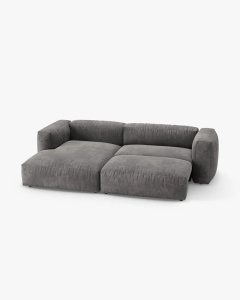 COLTAR CU 2 LOCURI, MARTINA, PE STANGA, 280 CM, GRI, TAPITAT CU TAPITERIE DIN TEXTIL CATIFEA VOGUE, MICADONI - Img 3