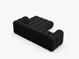 COLTAR CU 3 LOCURI LUPIN 230, PE DREAPTA, NEGRU, CU TAPITERIE DIN TEXTIL BOUCLE BALOO, MICADONI - Img 4