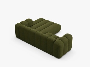 COLTAR CU 3 LOCURI LUPIN 230, PE DREAPTA, VERDE MASLINIU INCHIS, CU TAPITERIE DIN TEXTIL BOUCLE BALOO, MICADONI - Img 4