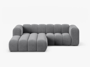 COLTAR CU 3 LOCURI LUPIN 230, PE STANGA, GRI, CU TAPITERIE DIN CATIFEA SALVADOR, MICADONI