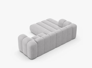 COLTAR CU 3 LOCURI LUPIN 230, PE STANGA, GRI DESCHIS, CU TAPITERIE DIN TEXTIL BOUCLE BALOO, MICADONI - Img 4