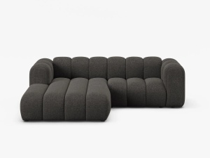 COLTAR CU 3 LOCURI LUPIN 230, PE STANGA, GRI INCHIS, CU TAPITERIE DIN TEXTIL CHENILLE EDEN, MICADONI
