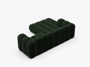 COLTAR CU 3 LOCURI LUPIN 230, PE STANGA, VERDE SMARALD, CU TAPITERIE DIN CATIFEA VENUS, MICADONI - Img 4