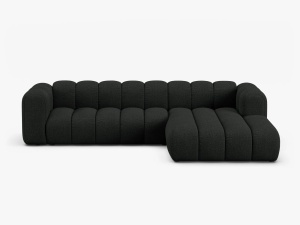 COLTAR CU 4 LOCURI LUPIN 288, PE DREAPTA, NEGRU, CU TAPITERIE DIN TEXTIL BOUCLE BALOO, MICADONI