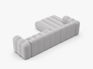 COLTAR CU 4 LOCURI LUPIN 288, PE STANGA, GRI DESCHIS, CU TAPITERIE DIN TEXTIL BOUCLE BALOO, MICADONI - Img 4