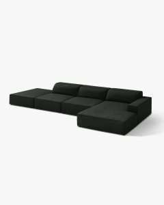 COLTAR CU 5 LOCURI JODIE, PE DREAPTA, 341X162 CM, NEGRU, TAPITAT CU TAPITERIE DIN TEXTIL BOUCLE BALOO, MICADONI - Img 3