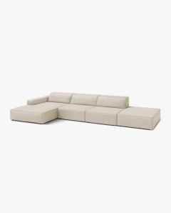 COLTAR CU 5 LOCURI JODIE, PE STANGA, 341X162 CM, BEJ, TAPITAT CU TAPITERIE DIN TEXTIL BOUCLE BALOO, MICADONI - Img 2