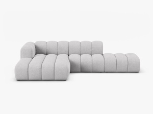 COLTAR CU 5 LOCURI LUPIN 230, PE STANGA, GRI DESCHIS, CU TAPITERIE DIN TEXTIL BOUCLE BALOO, MICADONI