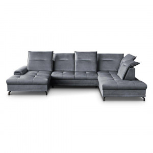 COLTAR EXTENSIBIL DEOSEBIT, BRUNO U 364CM, DIN TEXTIL FOARTE FIN DE CULOARE GRI, CONFORT SPORIT - Img 4