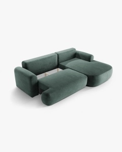 COLTAR EXTENSIBIL ELLA, PE DREAPTA, PETROL INCHIS, 271X174 CM, TAPITAT CU TAPITERIE DIN TEXTIL CATIFEA VOGUE, MICADONI - Img 4