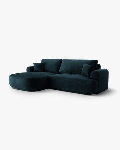 COLTAR EXTENSIBIL ELLA, PE STANGA, ALBASTRU INCHIS, 271X174 CM, TAPITAT CU TAPITERIE DIN TEXTIL CATIFEA VOGUE, MICADONI - Img 2