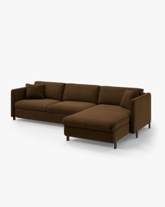 COLTAR EXTENSIBIL GLORIA, CIOCOLATIU, PE DREAPTA, 266 CM, TAPITAT CU TAPITERIE DIN TEXTIL CATIFEA SALVADOR, MICADONI - Img 6