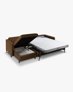 COLTAR EXTENSIBIL GLORIA, CIOCOLATIU, PE STANGA, 266 CM, TAPITAT CU TAPITERIE DIN TEXTIL CATIFEA SALVADOR, MICADONI - Img 3