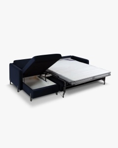 COLTAR EXTENSIBIL GLORIA, NEGRU, PE STANGA, 266 CM, TAPITAT CU TAPITERIE DIN TEXTIL CATIFEA SALVADOR, MICADONI - Img 4