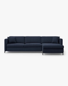 COLTAR EXTENSIBIL GLORIA, PE DREAPTA, ALBASTRU, 170X286 CM, TAPITAT CU TAPITERIE DIN TEXTIL STRUCTURAT BJORN, MICADONI