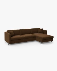 COLTAR EXTENSIBIL GLORIA, PE DREAPTA, CIOCOLATIU, 170X286 CM, TAPITAT CU TAPITERIE DIN TEXTIL CATIFEA SALVADOR, MICADONI - Img 3