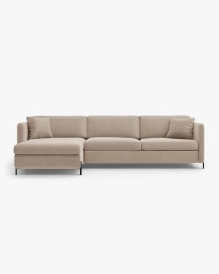 COLTAR EXTENSIBIL GLORIA, PE STANGA, BEJ, 170X286 CM, TAPITAT CU TAPITERIE DIN TEXTIL CATIFEA SALVADOR, MICADONI
