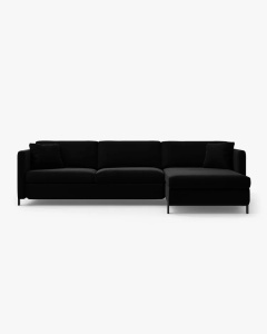 COLTAR EXTENSIBIL GLORIA, PE STANGA, NEGRU, 170X286 CM, TAPITAT CU TAPITERIE DIN TEXTIL CATIFEA SALVADOR, MICADONI