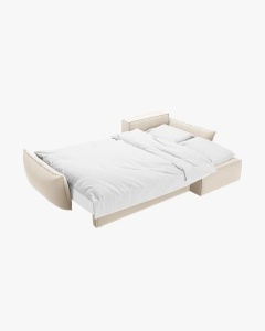 COLTAR EXTENSIBIL KAELLE, 252 CM, PE DREAPTA, BEJ DESCHIS, CU TAPITERIE DIN TEXTIL CATIFEA BLUVEL, MICADONI - Img 2
