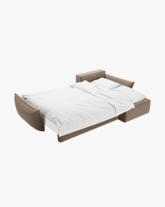 COLTAR EXTENSIBIL KAELLE, 252 CM, PE DREAPTA, CAPPUCCINO, CU TAPITERIE DIN TEXTIL CATIFEA BLUVEL, MICADONI - Img 2