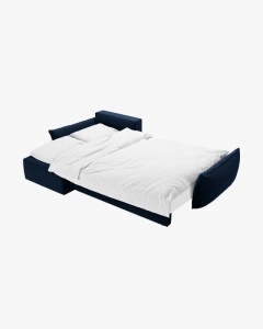 COLTAR EXTENSIBIL KAELLE, 252 CM, PE STANGA, ALBASTRU ROYAL, CU TAPITERIE DIN TEXTIL CATIFEA BLUVEL, MICADONI - Img 2