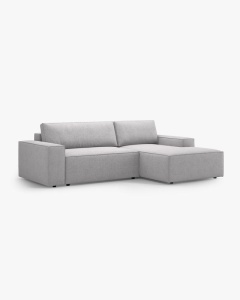 COLTAR EXTENSIBIL, PE DREAPTA, JODIE, 246X151 CM, GRI DESCHIS, TAPITAT CU TAPITERIE DIN TEXTIL BOUCLE BALOO, MICADONI - Img 3