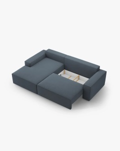 COLTAR EXTENSIBIL, PE STANGA, JODIE, 246X151 CM, ALBASTRU, TAPITAT CU TAPITERIE DIN TEXTIL STRUCTURAT MEGAN, MICADONI - Img 5