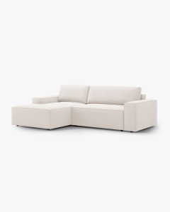COLTAR EXTENSIBIL, PE STANGA, JODIE, 246X151 CM, BEJ DESCHIS, TAPITAT CU TAPITERIE DIN TEXTIL STRUCTURAT MEGAN, MICADONI - Img 3