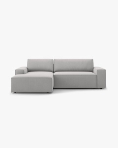 COLTAR EXTENSIBIL, PE STANGA, JODIE, 246X151 CM, GRI DESCHIS, TAPITAT CU TAPITERIE DIN TEXTIL STRUCTURAT MEGAN, MICADONI