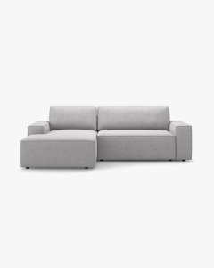 COLTAR EXTENSIBIL, PE STANGA, JODIE, 246X151 CM, GRI DESCHIS, TAPITAT CU TAPITERIE DIN TEXTIL BOUCLE BALOO, MICADONI