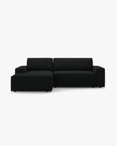 COLTAR EXTENSIBIL, PE STANGA, JODIE, 246X151 CM, NEGRU, TAPITAT CU TAPITERIE DIN TEXTIL BOUCLE BALOO, MICADONI