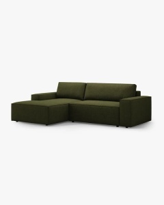 COLTAR EXTENSIBIL, PE STANGA, JODIE, 246X151 CM, VERDE MASLINIU INCHIS, TAPITAT CU TAPITERIE DIN TEXTIL BOUCLE BALOO, MICADONI - Img 3