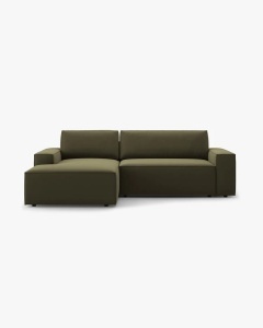 COLTAR EXTENSIBIL, PE STANGA, JODIE, 246X151 CM, VERDE, TAPITAT CU TAPITERIE DIN TEXTIL CATIFEA BLUVEL, MICADONI
