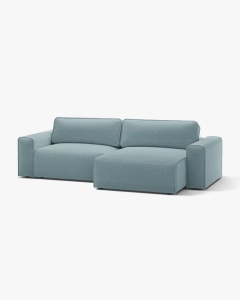 COLTAR EXTENSIBIL VICTOR, PE DREAPTA, ALBASTRU DESCHIS, 246X148 CM, TAPITAT CU TAPITERIE DIN TEXTIL STRUCTURAT MOLYBDENE, MICADONI - Img 2