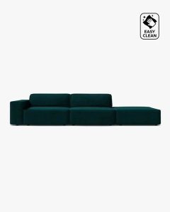 COLTAR JODIE, 262X99 CM, PE DREAPTA, CU 3 LOCURI, PETROL INCHIS, TAPITAT CU TAPITERIE DIN TEXTIL CATIFEA VENUS, MICADONI