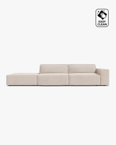 COLTAR JODIE, 262X99 CM, PE STANGA, CU 3 LOCURI, BEJ DESCHIS, TAPITAT CU TAPITERIE DIN TEXTIL CATIFEA VENUS, MICADONI