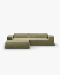 COLTAR JODIE PE STANGA, 224X162 CM, VERDE DESCHIS, TAPITAT CU TAPITERIE DIN TEXTIL STRUCTURAT LINS, MICADONI - Img 1