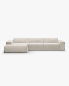 COLTAR JODIE, PE STANGA, 284X162 CM, NATURAL, TAPITAT CU TAPITERIE DIN TEXTIL STRUCTURAT LINS, MICADONI