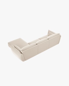 COLTAR KAELLE, 308 CM, CU 4 LOCURI, PE DREAPTA, BEJ DESCHIS, CU TAPITERIE DIN TEXTIL CATIFEA BLUVEL, MICADONI - Img 3