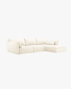 COLTAR KAELLE, 308 CM, CU 4 LOCURI, PE DREAPTA, BEJ DESCHIS, CU TAPITERIE DIN TEXTIL CHENILLE OVER THE HORIZON, MICADONI - Img 2